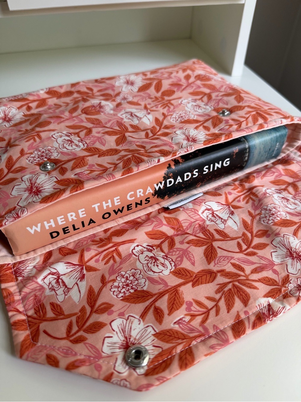Sew Uprising Floral Pink Orange Snap-Closure Book Pouch